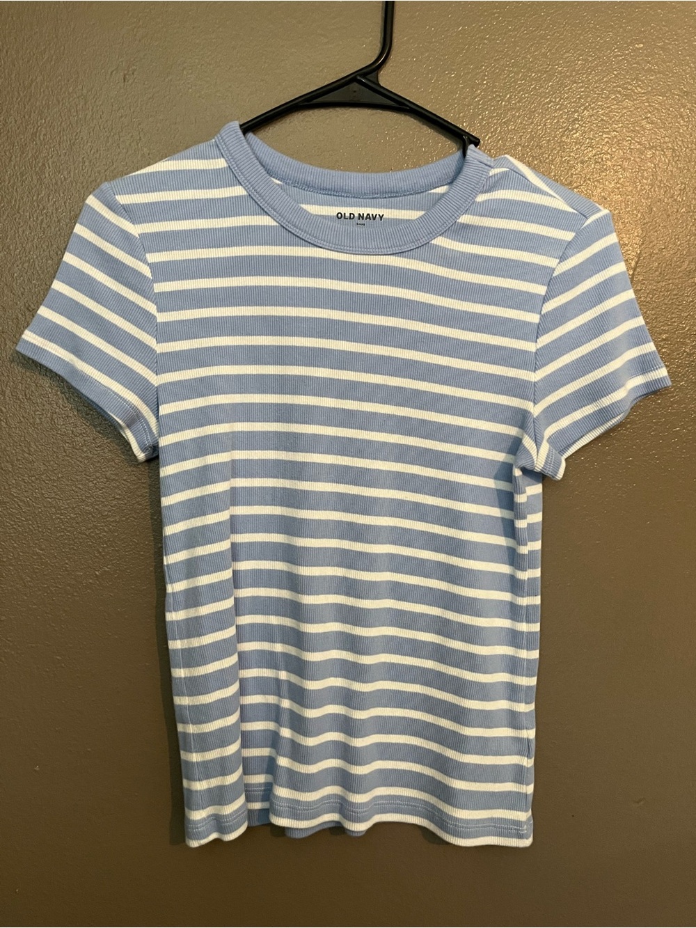 Old Navy Snug Light Blue & White Striped Short Sleeve Tee